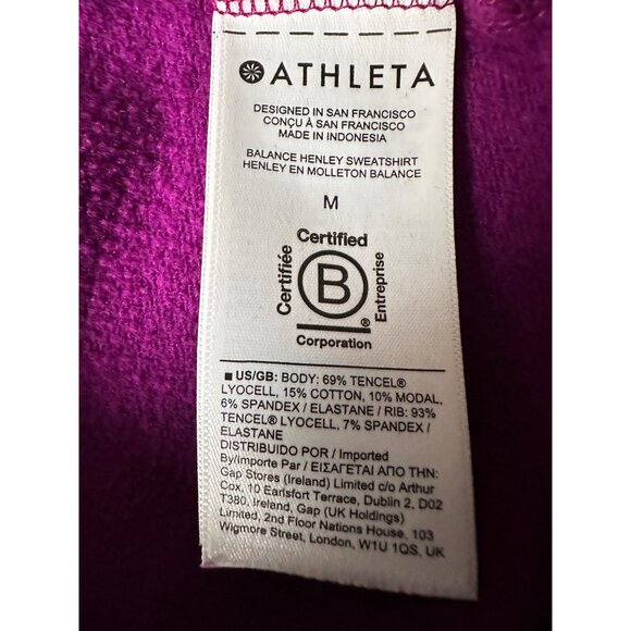 Athleta Balance Henley Sweatshirt Exotic Fuchsia Plush Nirvana M Medium - Picture 6 of 7
